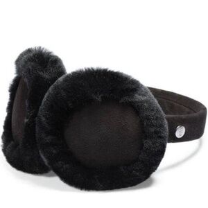 UGG Genuine Real Fur Dyed Shearling Sheepskin Earmuffs, Black